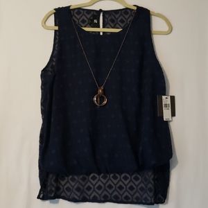 iz Byer Navy High Low Bubble Hem Top NWT Sz XL